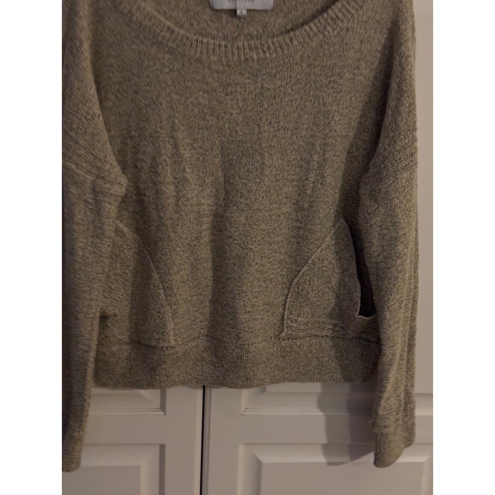 Listicle Oatmeal Marl Mohair Blend Scoop Neck Sweater with Pockets Womens Small
